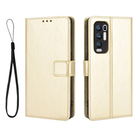 Crazy Horse Wallet Stand Leather Case with Strap for Oppo Reno5 Pro+ 5G / Find X3 Neo