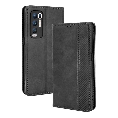Vintage Style PU Leather Wallet Case for OPPO Reno5 Pro Plus/Find X3 Neo