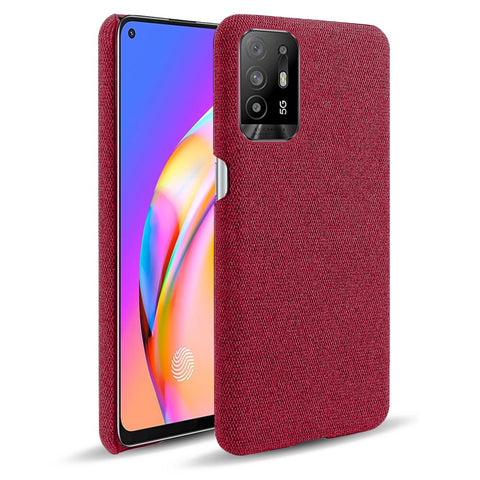 Well-Protected Plain Cloth Texture Plastic Hard Cover Case for Oppo F19 Pro+ 5G / Reno5 Z / A94 5G