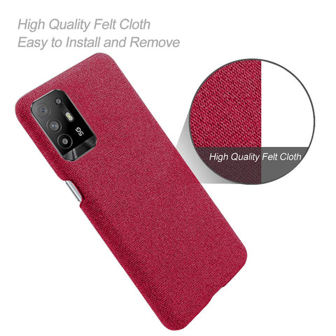 Well-Protected Plain Cloth Texture Plastic Hard Cover Case for Oppo F19 Pro+ 5G / Reno5 Z / A94 5G