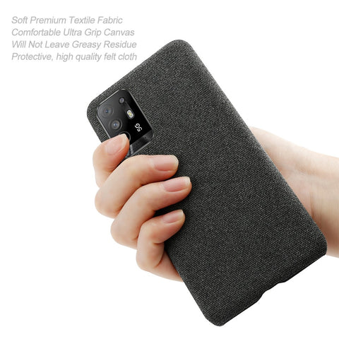 Well-Protected Plain Cloth Texture Plastic Hard Cover Case for Oppo F19 Pro+ 5G / Reno5 Z / A94 5G