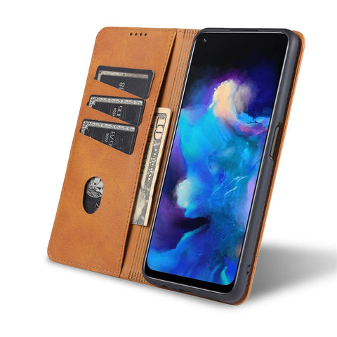 AZNS For Oppo A93 5G/A74 5G Phone Case PU Leather Phone Protector Magnetic Absorption Folding Stand Flip Cover with Wallet