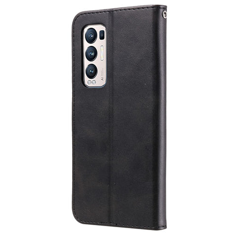 Zipper Pocket Full-Protection Leather Wallet Stand Phone Case Shell for Oppo Reno5 Pro+ 5G/Find X3 Neo
