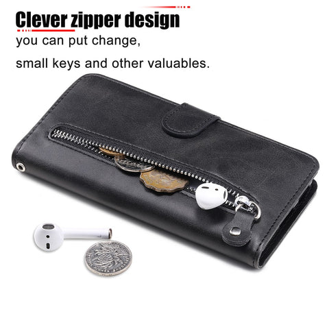 Zipper Pocket Full-Protection Leather Wallet Stand Phone Case Shell for Oppo Reno5 Pro+ 5G/Find X3 Neo