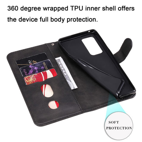 Zipper Pocket Full-Protection Leather Wallet Stand Phone Case Shell for Oppo Reno5 Pro+ 5G/Find X3 Neo