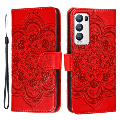 Imprint Mandala Flower Stand Leather Case for Oppo Find X3 Neo / Oppo Reno5 Pro+ 5G