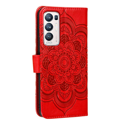 Imprint Mandala Flower Stand Leather Case for Oppo Find X3 Neo / Oppo Reno5 Pro+ 5G