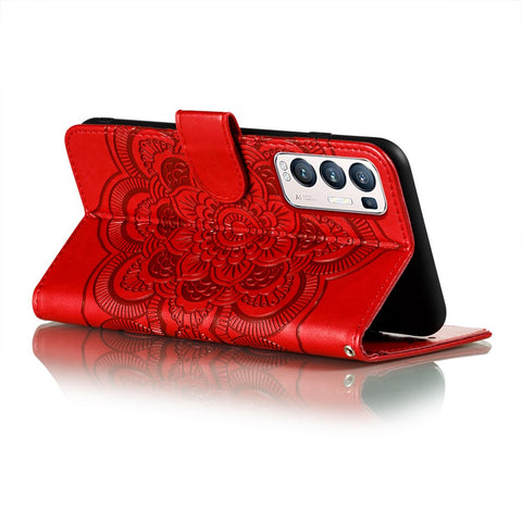 Imprint Mandala Flower Stand Leather Case for Oppo Find X3 Neo / Oppo Reno5 Pro+ 5G