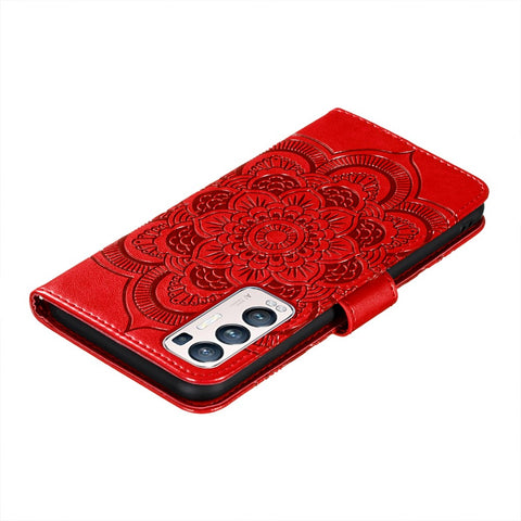Imprint Mandala Flower Stand Leather Case for Oppo Find X3 Neo / Oppo Reno5 Pro+ 5G