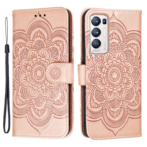 Imprint Mandala Flower Stand Leather Case for Oppo Find X3 Neo / Oppo Reno5 Pro+ 5G