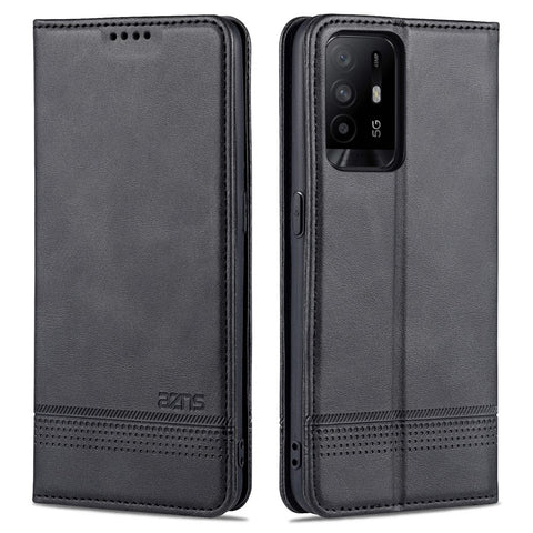 AZNS Auto-absorbed Magnet Well-Protected Full Protection Leather Stand Mobile Shell Case for Oppo A94 5G/A95 5G