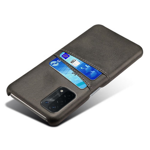 Double Card Slots PU Leather Coated PC Shell Cover Case for Oppo A74 5G / A54 5G / A93 5G
