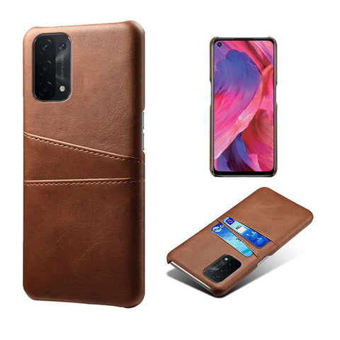 Double Card Slots PU Leather Coated PC Shell Cover Case for Oppo A74 5G / A54 5G / A93 5G
