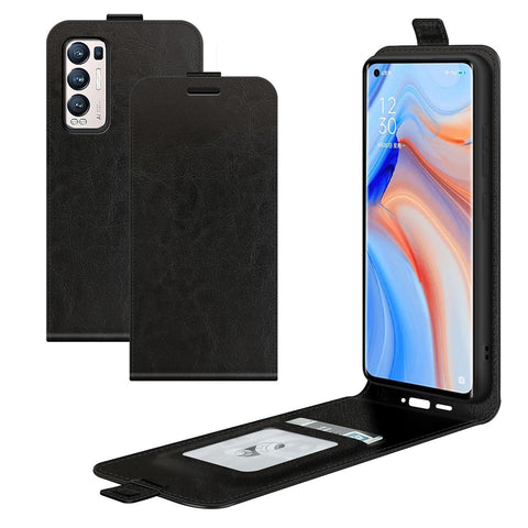 For Oppo Reno5 Pro+ 5G / Find X3 Neo Vertical Flip Phone Case Crazy Horse Texture PU Leather Cover with Card Holder