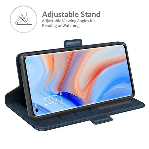 Magnetic Double Clasp Leather Wallet Case for OPPO Reno5 Pro Plus 5G/Find X3 Neo