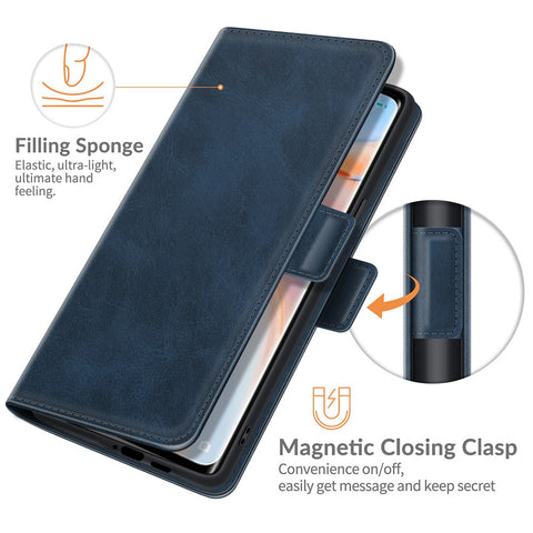 Magnetic Double Clasp Leather Wallet Case for OPPO Reno5 Pro Plus 5G/Find X3 Neo