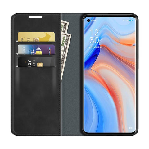 Silky Touch Leather Wallet Stand Case for OPPO Reno5 Pro Plus 5G/Find X3 Neo