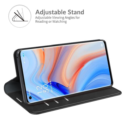 Silky Touch Leather Wallet Stand Case for OPPO Reno5 Pro Plus 5G/Find X3 Neo