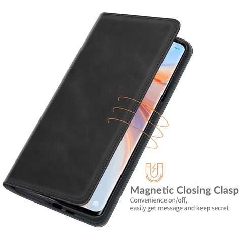 Silky Touch Leather Wallet Stand Case for OPPO Reno5 Pro Plus 5G/Find X3 Neo