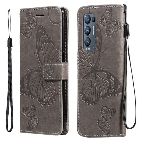 For OPPO Find X3 Neo / Reno5 Pro Plus 5G Wallet Case Floral Butterfly Imprinted Leather Phone Cover Stand