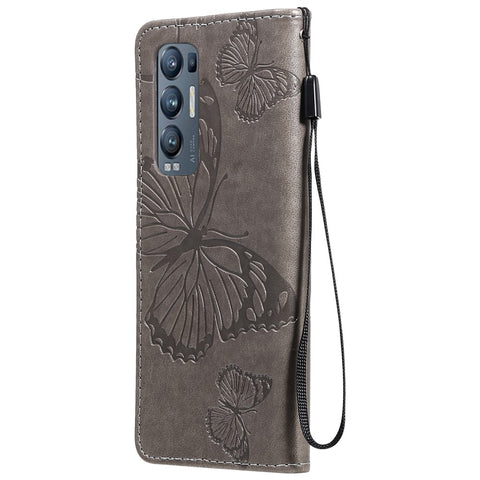 For OPPO Find X3 Neo / Reno5 Pro Plus 5G Wallet Case Floral Butterfly Imprinted Leather Phone Cover Stand