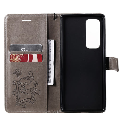 For OPPO Find X3 Neo / Reno5 Pro Plus 5G Wallet Case Floral Butterfly Imprinted Leather Phone Cover Stand