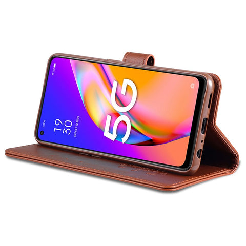 AZNS PU Leather Wallet Design Mobile Phone Stand Case for Oppo A94 5G / A95 5G/ Reno5 Z / F19 Pro+ 5G