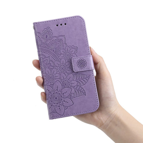Imprint Flowers Pattern PU Leather Phone Wallet Stand Case with Lanyard for Oppo Find X3 Neo/Reno5 Pro+ 5G