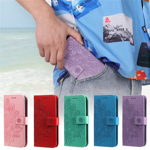 Imprint Flowers Pattern PU Leather Phone Wallet Stand Case with Lanyard for Oppo Find X3 Neo/Reno5 Pro+ 5G