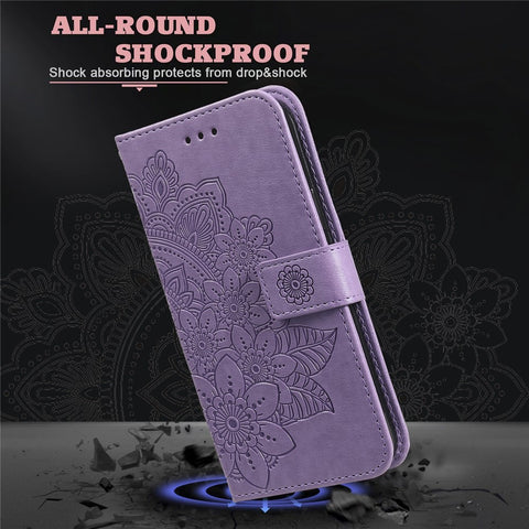 Imprint Flowers Pattern PU Leather Phone Wallet Stand Case with Lanyard for Oppo Find X3 Neo/Reno5 Pro+ 5G