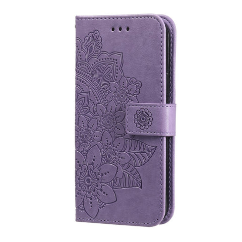 Imprint Flowers Pattern PU Leather Phone Wallet Stand Case with Lanyard for Oppo Find X3 Neo/Reno5 Pro+ 5G