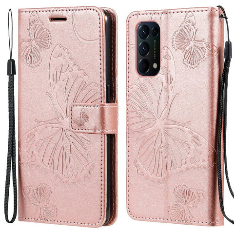 For Oppo Reno5 4G / 5G / Reno5 K / Find X3 Lite Wallet Case Floral Butterfly Imprinted Leather Phone Cover Stand