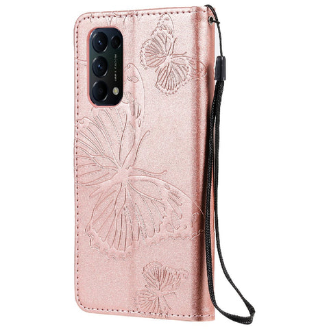 For Oppo Reno5 4G / 5G / Reno5 K / Find X3 Lite Wallet Case Floral Butterfly Imprinted Leather Phone Cover Stand