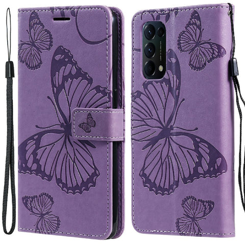 For Oppo Reno5 4G / 5G / Reno5 K / Find X3 Lite Wallet Case Floral Butterfly Imprinted Leather Phone Cover Stand