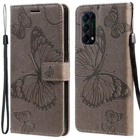 For Oppo Reno5 4G / 5G / Reno5 K / Find X3 Lite Wallet Case Floral Butterfly Imprinted Leather Phone Cover Stand