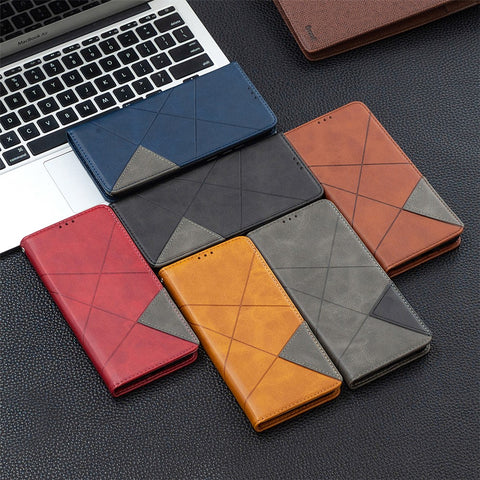 For Oppo Reno5 4G / Reno5 5G / Reno5 K / Find X3 Lite Rhombus-Like Imprinting Leather Stand Case Shell with Card Holder Design