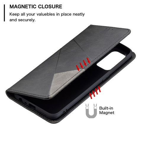 For Oppo Reno5 4G / Reno5 5G / Reno5 K / Find X3 Lite Rhombus-Like Imprinting Leather Stand Case Shell with Card Holder Design