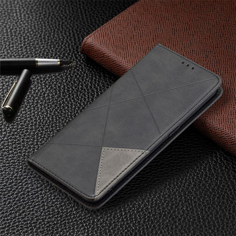 For Oppo Reno5 4G / Reno5 5G / Reno5 K / Find X3 Lite Rhombus-Like Imprinting Leather Stand Case Shell with Card Holder Design