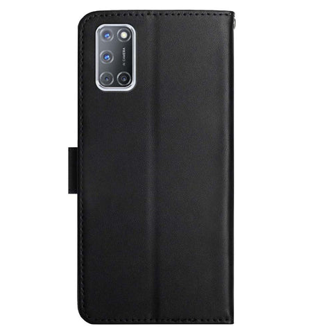 For Oppo A52/A72/A92 Solid Color Nappa Texture Genuine Leather Outer Cover + Soft TPU Inner Shell with Stand Wallet