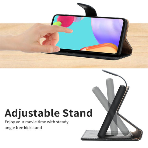 Solid Color Genuine Leather Nappa Texture Case Magnetic Closure Shockproof Wallet Folio Flip Protective Phone Cover with Stand for Oppo Reno5 4G/5G/Reno5 K/Find X3 Lite