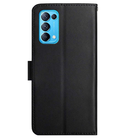 Solid Color Genuine Leather Nappa Texture Case Magnetic Closure Shockproof Wallet Folio Flip Protective Phone Cover with Stand for Oppo Reno5 4G/5G/Reno5 K/Find X3 Lite