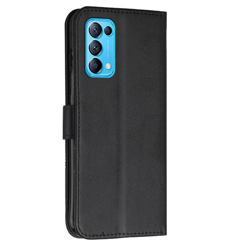 Stitching Lines Anti-fingerprint PU Leather Phone Protector Stand Wallet Cover Case for Oppo Reno5 4G/5G/Reno5 K/Find X3 Lite