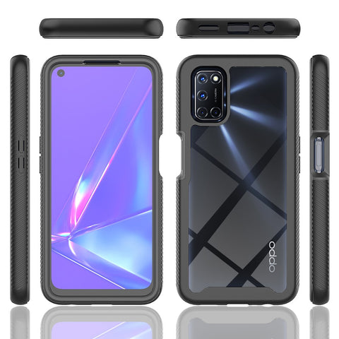 Anti-fall PC+TPU Hybrid Phone Case Built-in with PET Screen Protector for Oppo A52/A72/A92