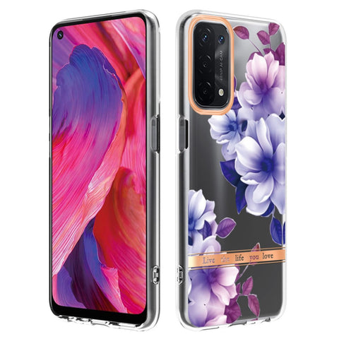 LB5 Series Flower Pattern Fingerprint-free Anti-scratch Phone Case IMD IML Electroplating TPU Shell for Oppo A74 5G/A93 5G/A54 5G/A93s 5G