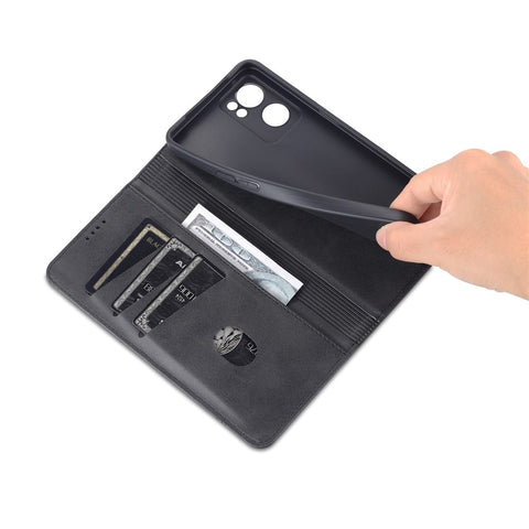 AZNS Magnetic Absorption Case for Oppo Reno7 SE 5G, Textured PU Leather Stand Flip Wallet Protective Phone Cover