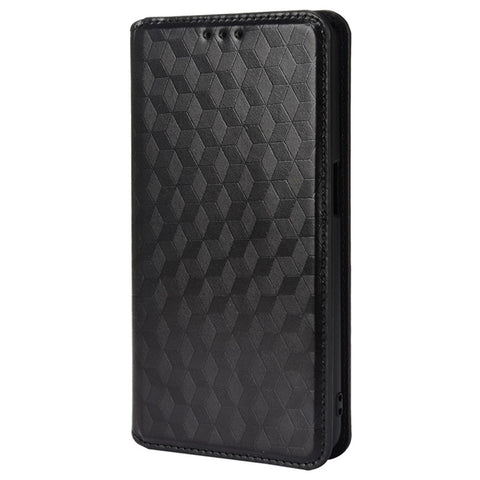 For Oppo A93 5G / A74 5G / A54 5G Rhombus Imprinted PU Leather + TPU Bumper Stand Cover Wallet Design Magnetic Auto-absorbed Full Protective Phone Case