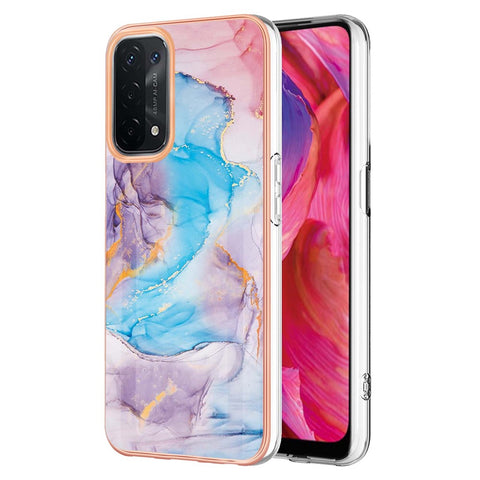 LB1 Series Marble Slim Shockproof Case for Oppo A74 5G / A93 5G / A54 5G / A93s 5G, Electroplating Soft TPU Protection IMD Cover