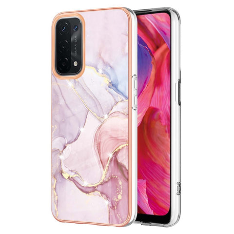 LB3 Series Marble TPU Phone Case for Oppo A74 5G / A93 5G / A54 5G / A93s 5G, IMD Electroplated Edge Anti-Fall Heavy Duty Protective Cover