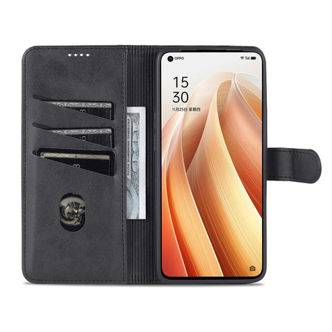 AZNS For Oppo Reno7 Pro 5G PU Leather Case Wallet Folding Stand Anti-fall Protection Magnetic Flip Cover