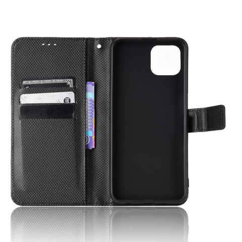 For Oppo A92s/Reno4 Z 5G Diamond Texture Phone Case Cover PU Leather Wallet Stand Cell Phone Shell with Strap